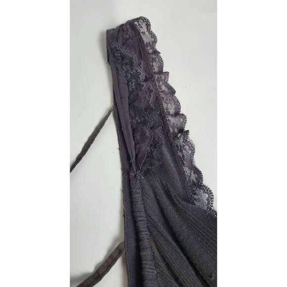 Free People New Romantics Gray Ribbed Lace Draped Tank Top Size Small - Picture 5 of 10